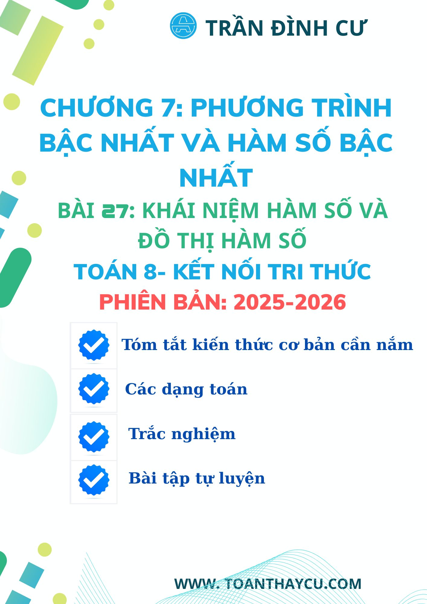 CHƯƠNG 7, BÀI 27: KHÁI NIỆM HÀM SỐ VÀ ĐỒ THỊ HÀM SỐ_TOÁN 8_KNTT ...